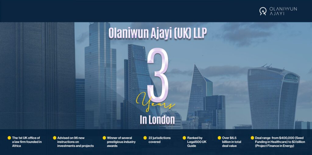 Olaniwun Ajayi UK LLP Marks 3 Years with Legal 500 UK Ranking and IJ Global Awards Win