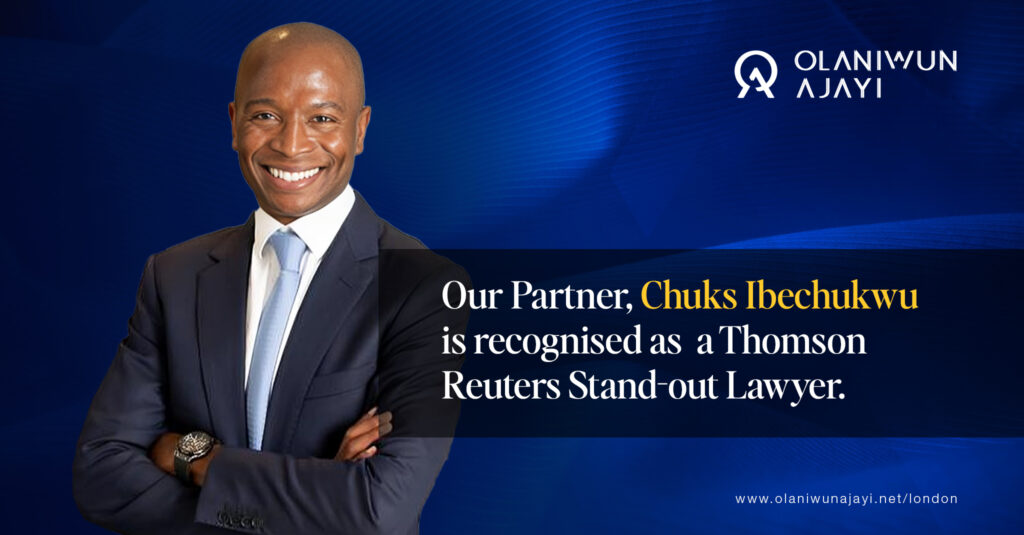 Chuks Ibechukwu is recognised as a Stand Out Lawyer by Thomas Reuters 2025